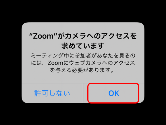 Zoom iPhone　カメラへのアクセス